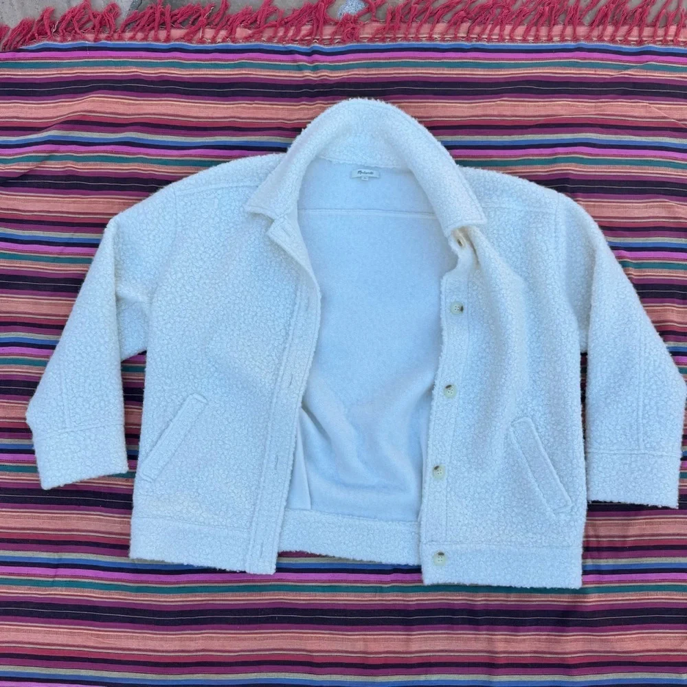Madewell Bouclé Bomber Jacket Cream